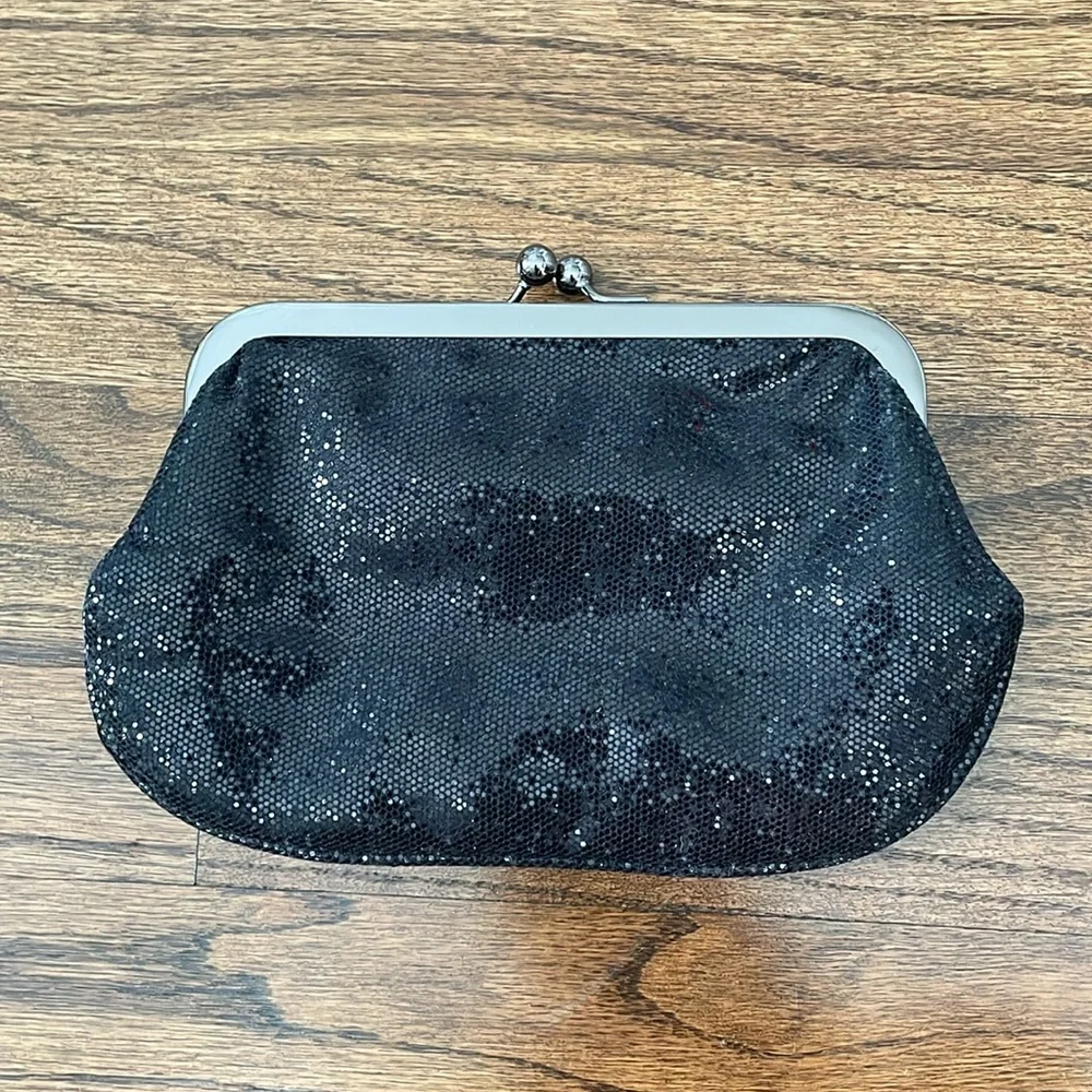 Express Small Black Shimmery Glitter Clutch Evening Bag